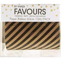 AussieSuperStore Party Essentials Natural/Black Diagonal Stripe Paper Ribbon 63mm x 10m (in 4 designs) Paper Ribbon 63mm x 10m (in 4 designs) | Craft Paper Ribbon Roll for Gift Packing 9323823195083 FAV17102